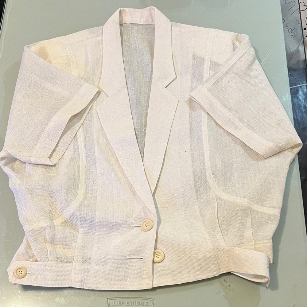 Lightweight White Women's Short Sleeve Blazer